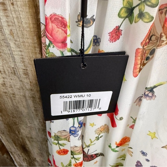 Ieena Mac Duggal 70198 Bow Strap Butterfly Floral Dress Maxi chiffon white 10 - Picture 11 of 11